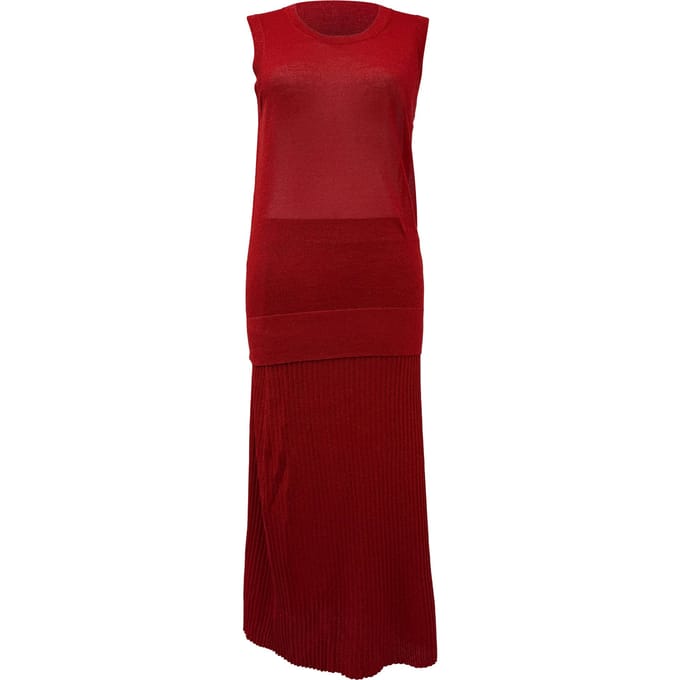 Joseph Metallic Tanktop en Midi Rok Set in Rode Viscose