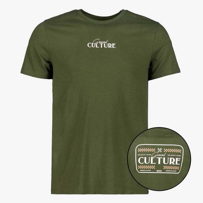 Unsigned heren T-shirt met backprint groen - Maat M