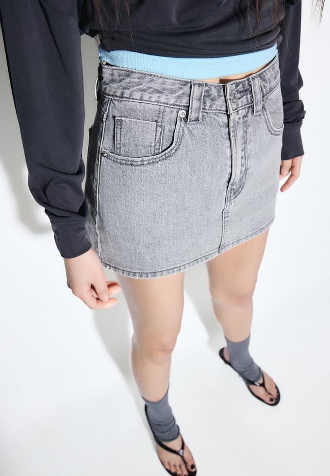 Stradivarius D62 Denim broekrok  PARELGRIJZE DENIM WASSING 38