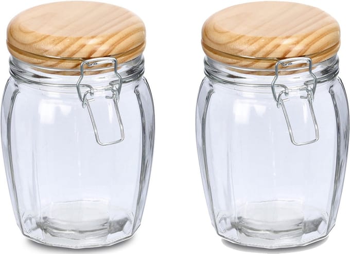 Zeller Weckpotten/inmaakpotten - 2x - 820 ml - glas - met beugelsluiting - D11 x H16 cm