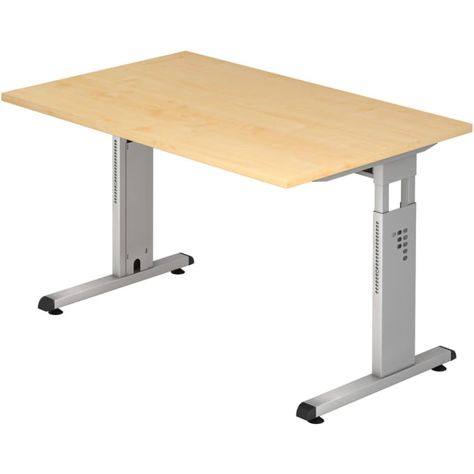 ULM bureau, C-poot, rechthoekig, B 1200 x D 800 x H 650-850 mm, afwerking ahorn
