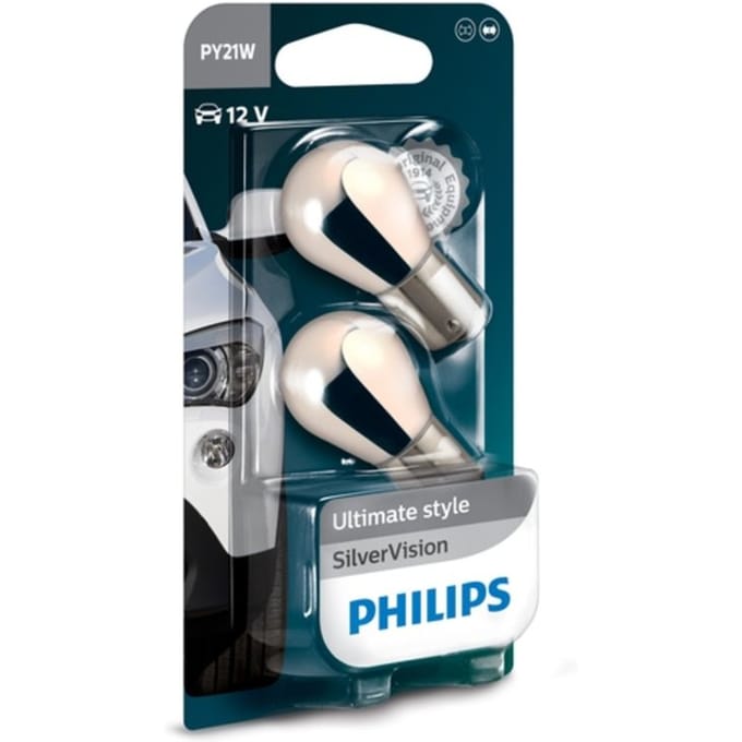 P27/7w lamp PHILIPS PY21W Silver Vision 12V/21W, 2 Stuk