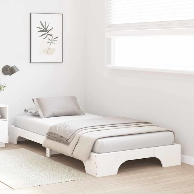 vidaXL - Bedframe - Wit - 100 - x - 200 - cm - Massief - grenenhout