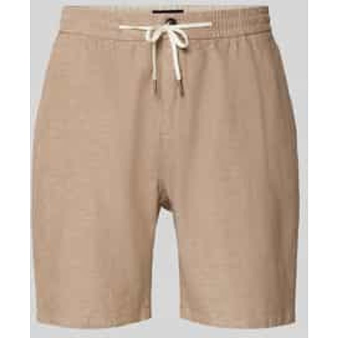 Shorts van een katoen-linnenmix met elastische tailleband