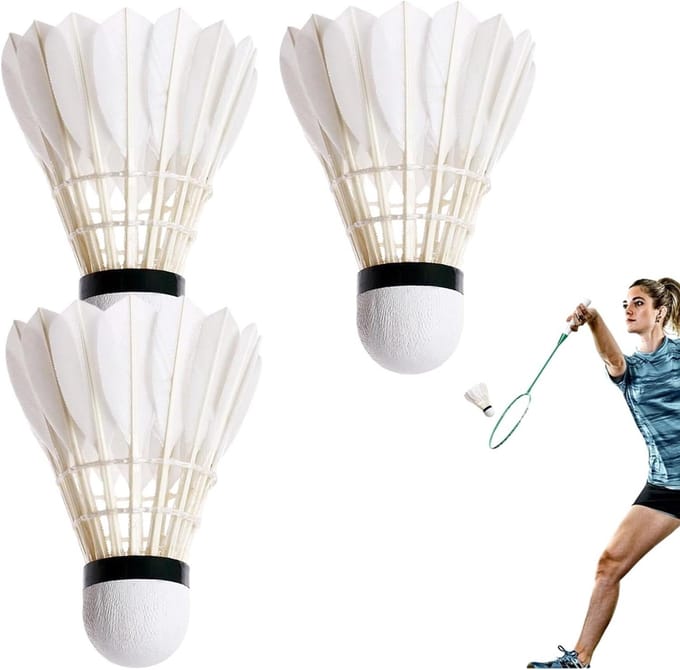 Badminton shuttles - Veerballen set - Sport training - Eendenveren constructie - 3 stuks - Wit