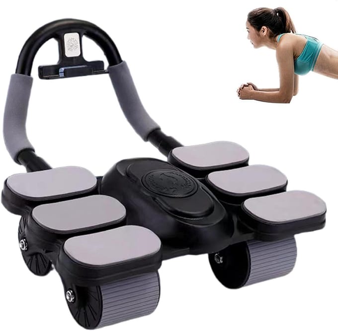 Buikspierroller - Core trainer - Krachtige training - Automatische rebound - 30 x 29 x 22 cm - Zwart