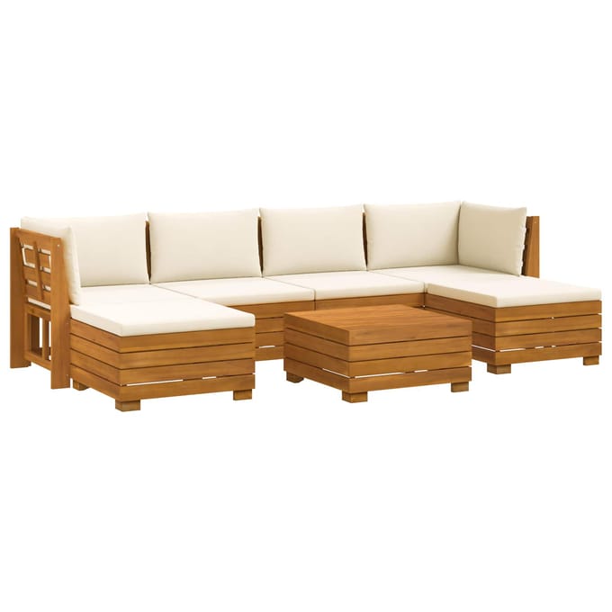vidaXL - 7 - st - Buiten - bank - set - Massief - Acacia - Hout - Bruin