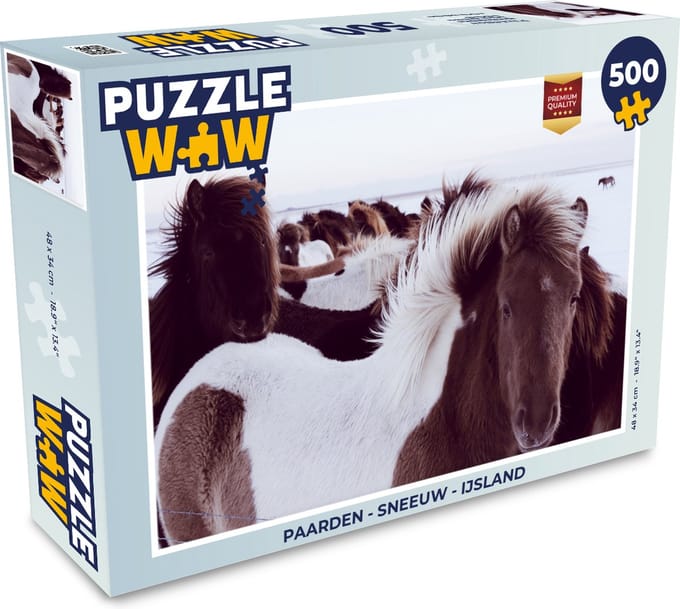 Puzzel Paarden - Sneeuw - IJsland - Legpuzzel - Puzzel 500 stukjes