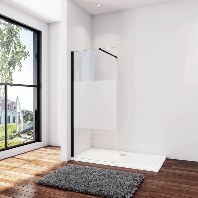 Inloopdouche 110x200cm,8mm NANO EasyClean veiligheidsglas, N-vorm 90cm Stabilisatiestang