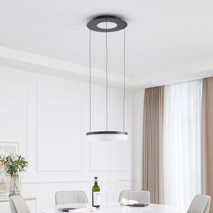 Lucande Slimme hanglamp Squillo zwart Tuya RGBW CCT