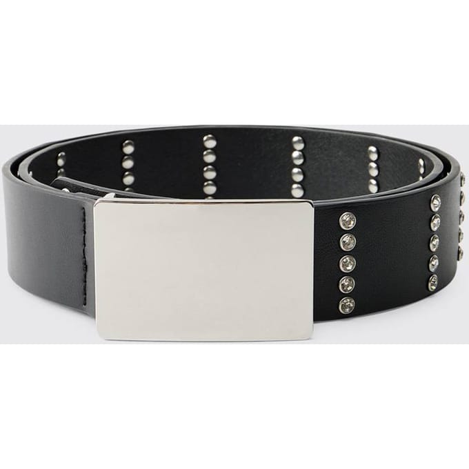 Herenriem met diamantee versieringen | Black | Size XL