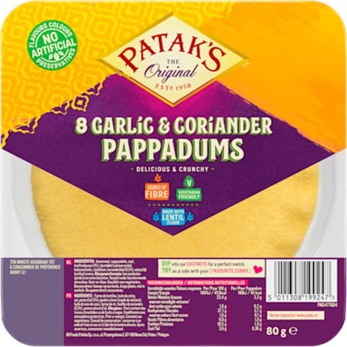 Pappadums Knoflook & Koriander