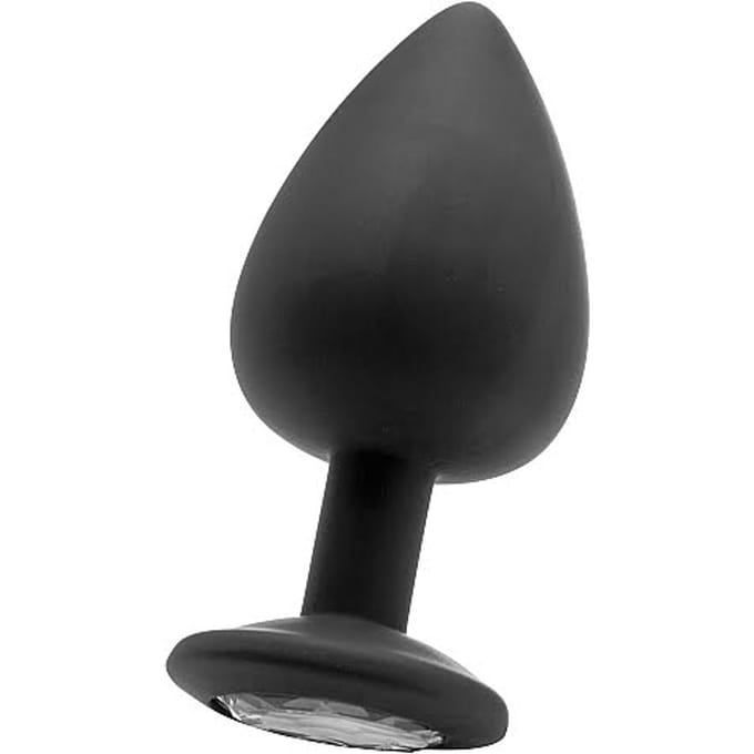 Ouch! Siliconen Buttplug met Diamant -Extra Large - Zwart