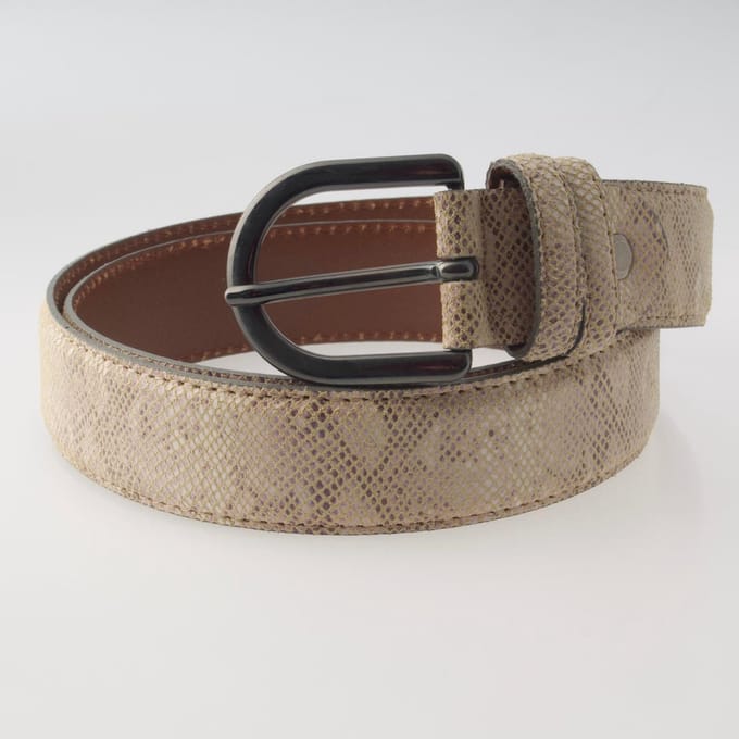 Dames Riem Rete Taupe – Italiaans Design – Taupe/Bruin – 75cm