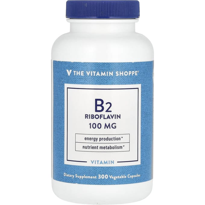 The Vitamin Shoppe, Vitamine B2 Riboflavine, 100mg, 300 Veggie Capsules