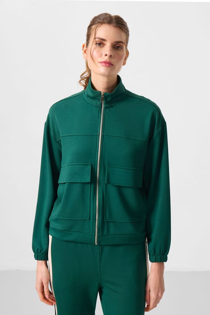 Oversized Geknipt Zip-Hals Brei Top
