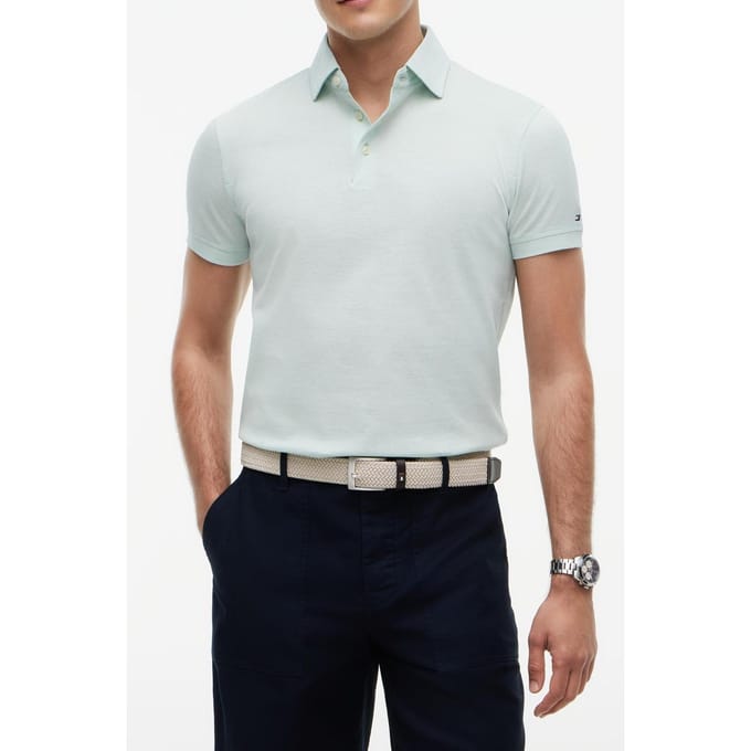 Tommy Hilfiger Dc Wide Spread Collar Polo Crushed Mint/white Größe: M | Poloshirts Outlet | Herren | Cyan