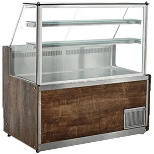 GGM Gastro Kühltheke BERLIN - 1000mm - Holzfront - LED-Beleuchtung - schwarze Granit-Arbeitsplatte