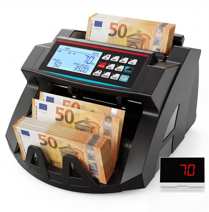 Biljettelmachine - Valsgelddetectie - Vervalst geld detector - 2100 St/min - EU Stekker - Zwart