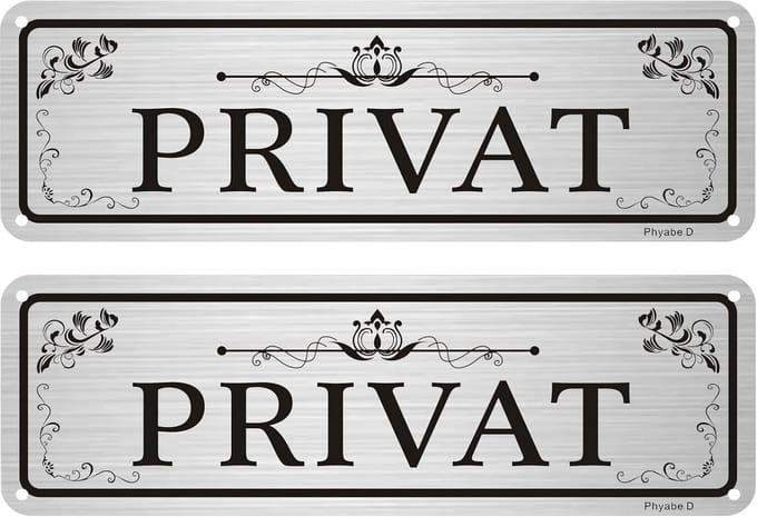 Set van 2 Privacy Deurborden Zelfklevend Duurzaam Aluminium 25x8 cm