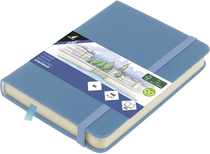 Kangaro schetsboek - A6 - sky blue - met elastiek en lint
