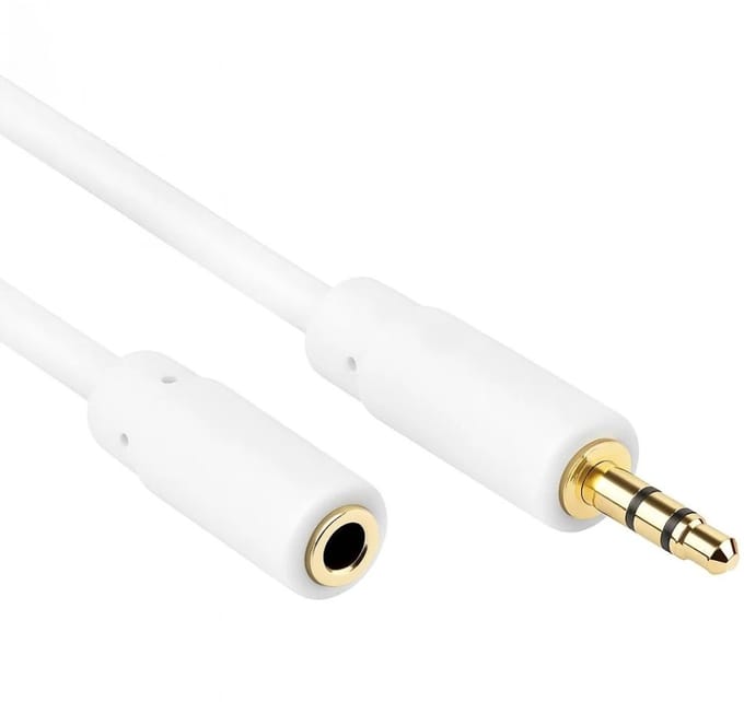 Jack verlengkabel 3.5 mm - Male To Female - Universeel - Wit - 2 meter - Allteq
