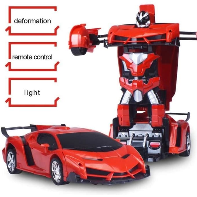 Op afstand bestuurbare auto die in een robot kan veranderen - 2-in-1 RC-auto - Rood - Kind - Gemengd rood