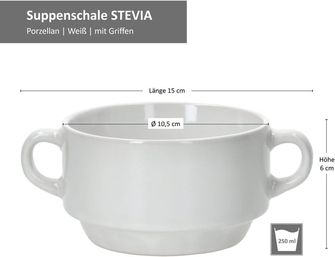 Set van 6 Stiva soepkommen wit 250 ml