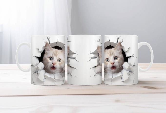 Koffiemok 3d boerderijdieren poesje