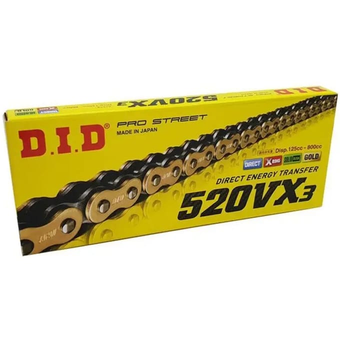 Motorfiets rolketting D.I.D 520Vx3(B&B) X 128 Mail. Zj