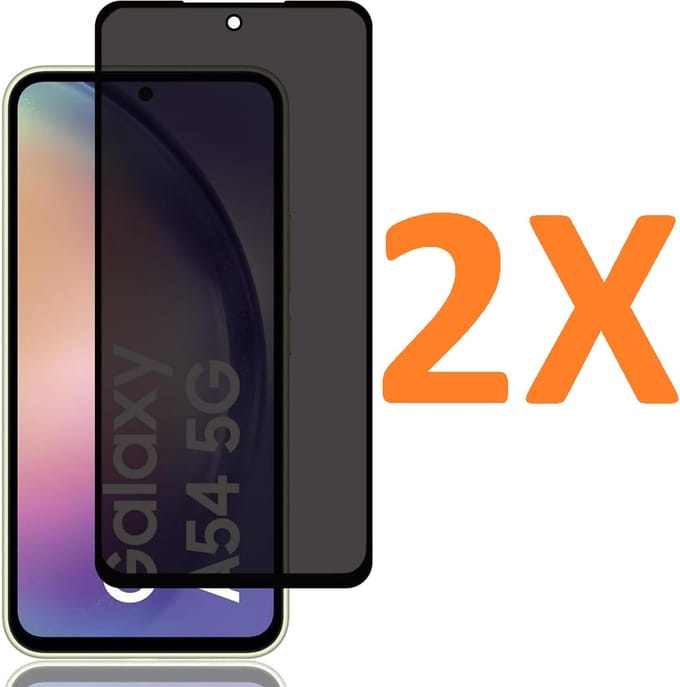 Privacy Screenprotector Glas - Tempered Glass Screen Protector Anti-Spy Geschikt voor: Samsung Galaxy A54 - 2x