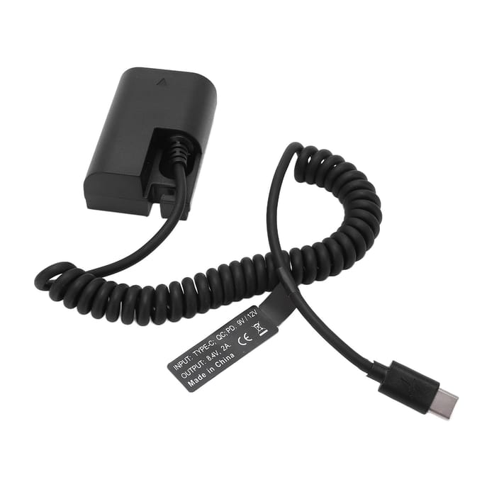 Adaptateur d'alimentation CC pour batterie factice de type C LPE6 entièrement décodée pour appareils photo 5D4 6D2 7D black