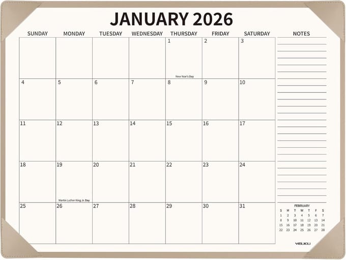 Grote Bureaukalender Tafelonderlegger 2025-2026 Bureaubeschermer