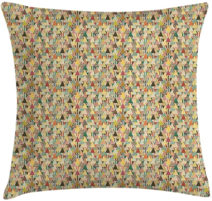 ABAKUHAUS – Abstracte Driehoek Kussenhoes – 40×40 cm – Beige/Multicolor