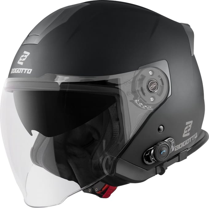 Bogotto H586 BT Solid Mat Zwart Bluetooth Jethelm - Helm