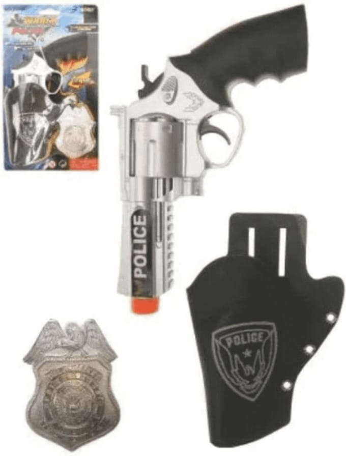 Politie pistool met holster en badge