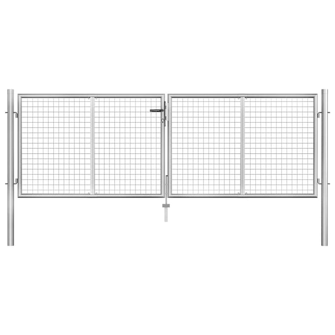 vidaXL - Tuinpoort - gegalvaniseerd - staal - 306x75 - cm - zilver