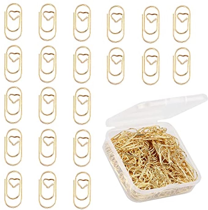 Solidchoice - Set van 200 Gouden Hartvormige Paperclips voor Kantoor en Persoonlijke Documenten