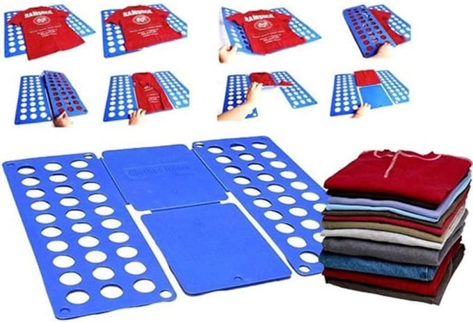 Kleding vouwplank - Opvouwen in 8 stappen - Blauw