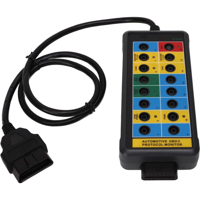 16-pins OBDII Protocol Detector Snelle Detectie Gemakkelijk Toegang tot Bewakingssignalen OBD2 Breakout Box black