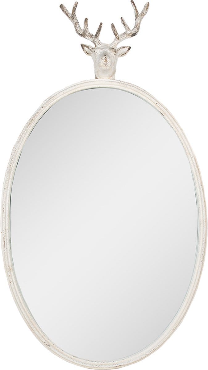 Clayre & Eef Spiegel 50x10x89 cm Wit Metaal Hert