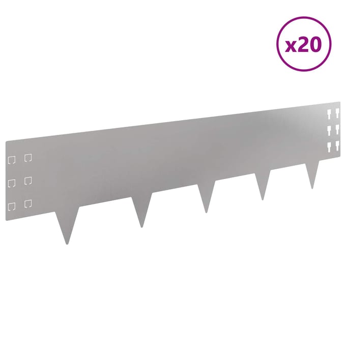vidaXL - Gazonrand - 20 - st - 100 - x - 25 - cm - Staal - Zilverkleurig
