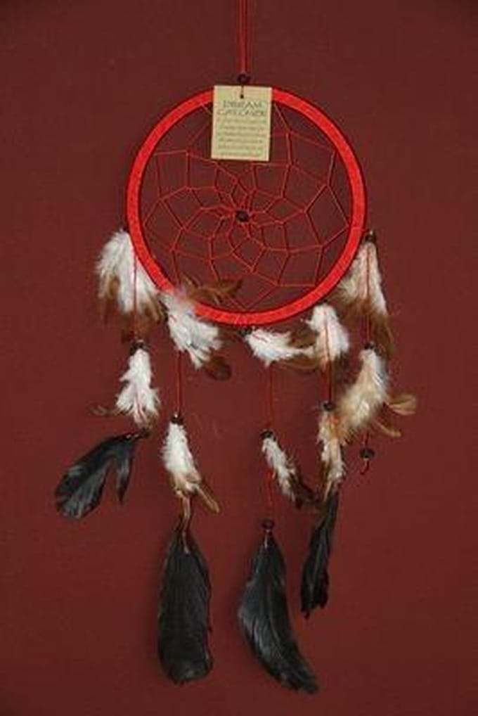 Dromenvanger / Dreamcatcher Ø18cm zonder kleintjes  - rood