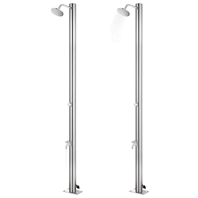 vidaXL - Buitendouche - met - bruine - basis - 220 - cm - roestvrij - staal