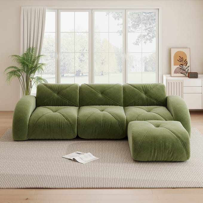 MODFU Modulaire Bank - Framevrij En Flexibel - Voor De Woonkamer - Chenille - Groen