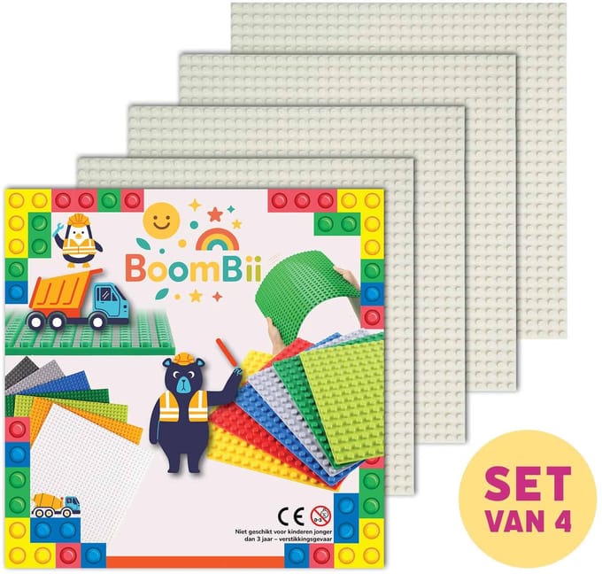 Bouwplaat wit - geschikt voor LEGO - set van 4 bouwplaten