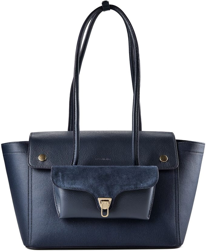 Coccinelle Double Beat Schoudertas Leder 33 cm - Dames - midn.b-midn-mid