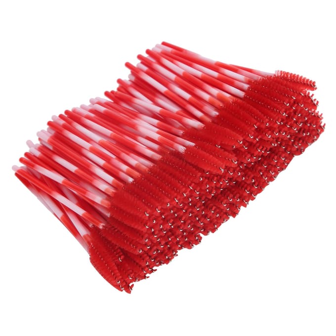 200 stuks Mascara Borsteltjes Applicator Wegwerp Wenkbrauw Borstel Set Wimper Extension Cosmetisch HulpmiddelHelder rood