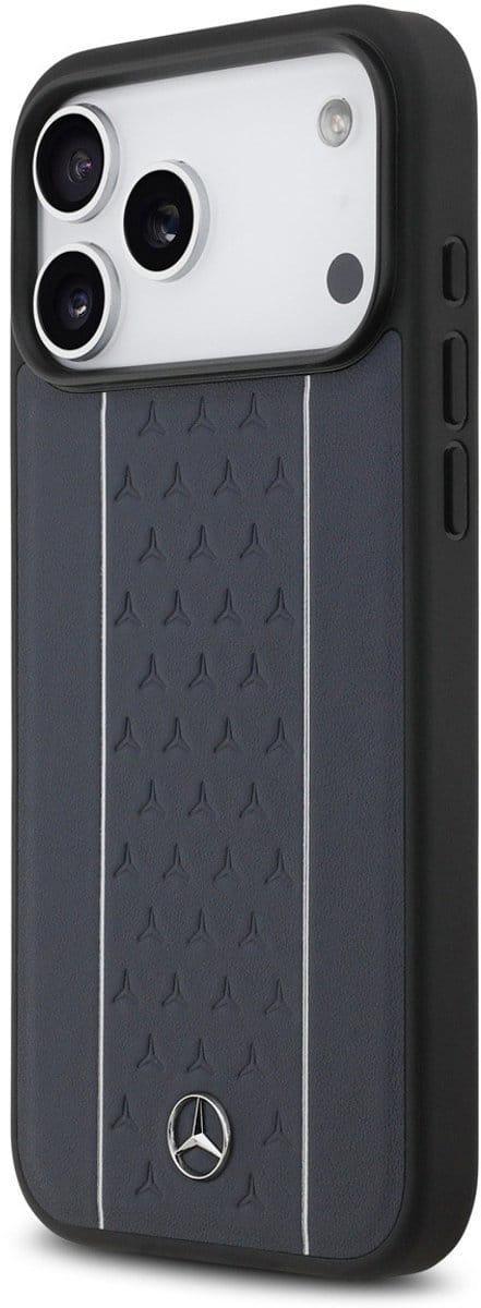 Mercedes-Benz Back Cover - iPhone 17 Pro Max - Genuine Leather - Navy - Schokabsorberend Design