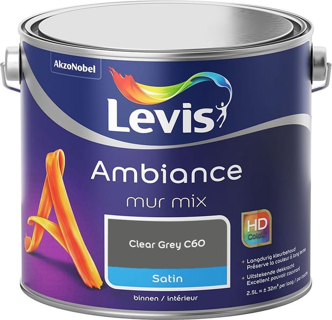 Levis - Ambiance Mur Satin Mix - Clear Grey C60 - Mengverf - 2,5 L